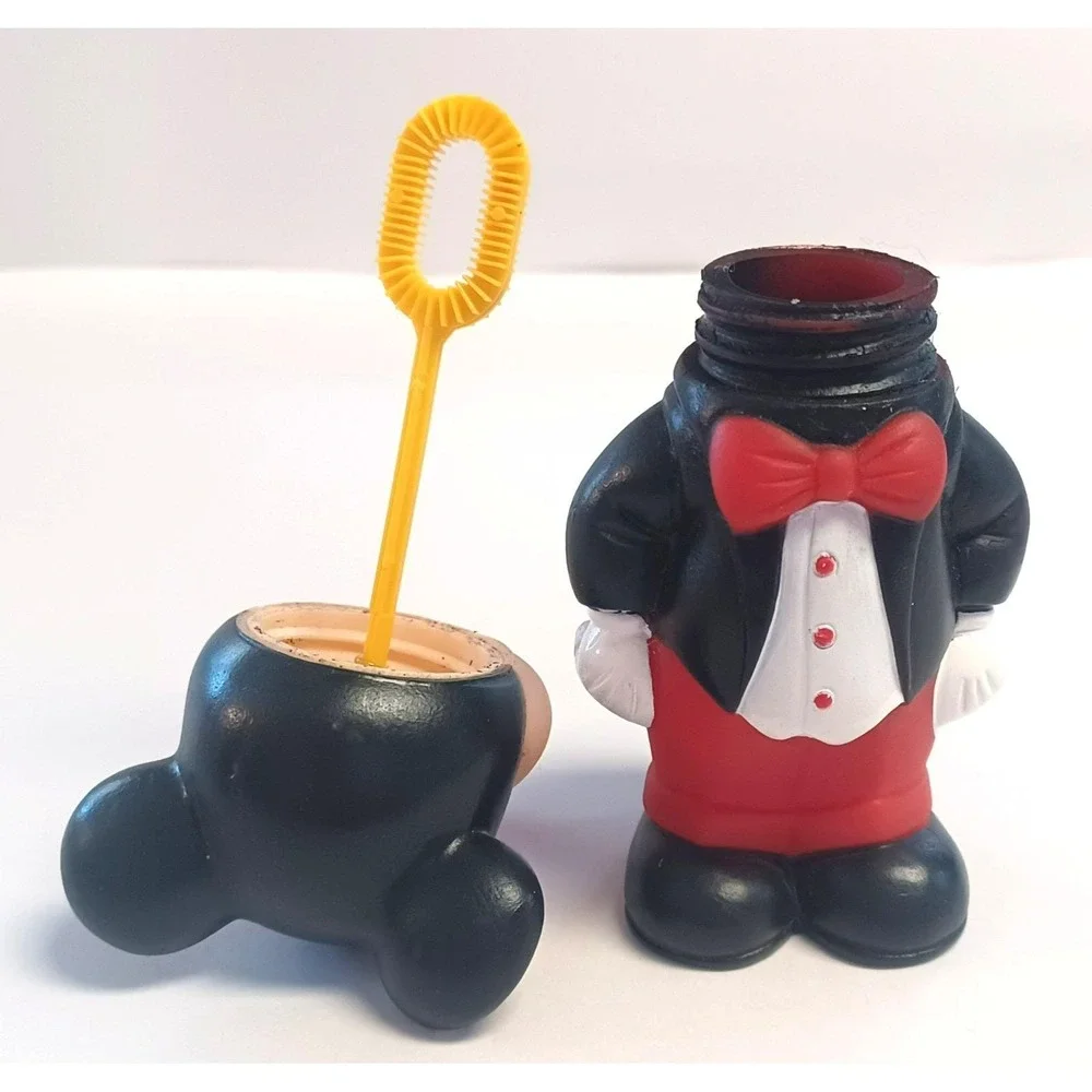 Vintage 1986 Tootsietoy Disney Mickey Mouse Tuxedo Bubble Bottle Wand Figure